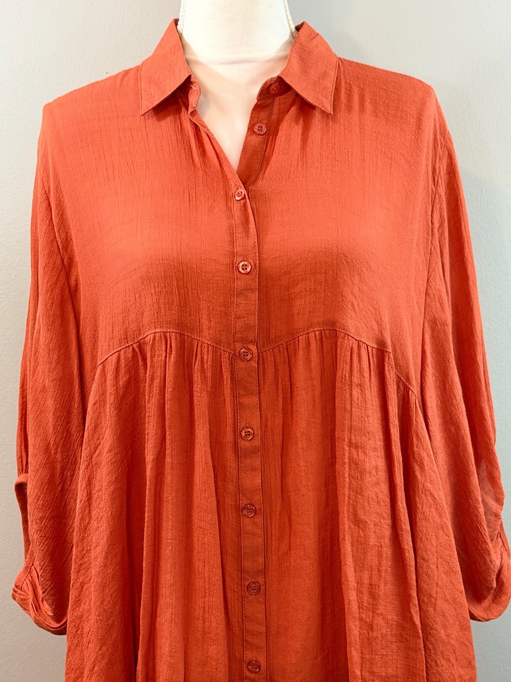 Umgee Rust High-Low Button Front Tunic Top M - Picture 4 of 9